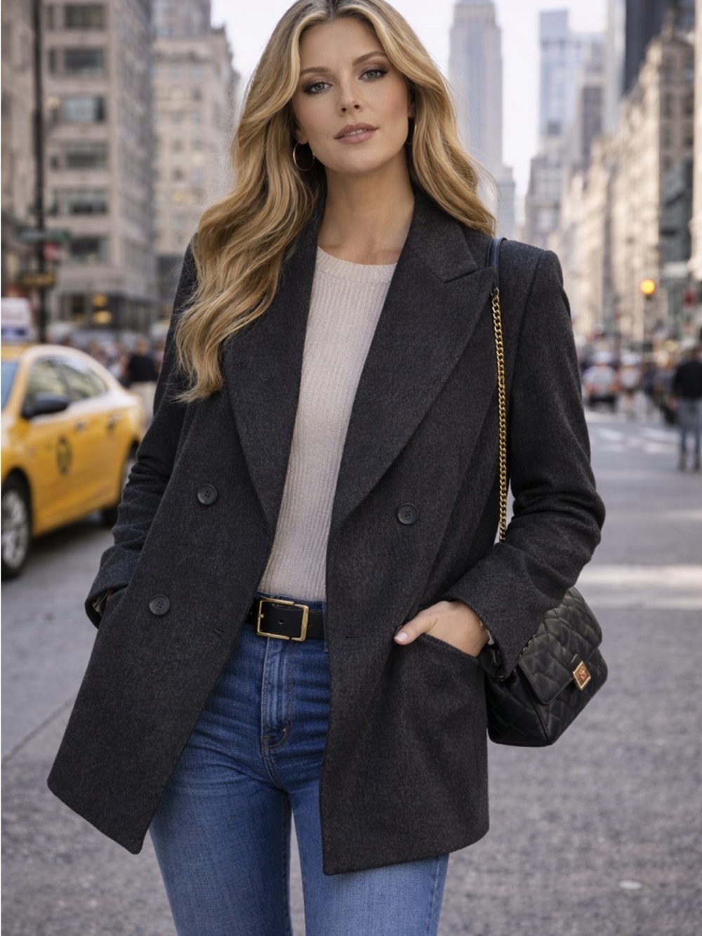 Central Park International Women’s Pure Wool Double-Breasted Coat 12 vintage